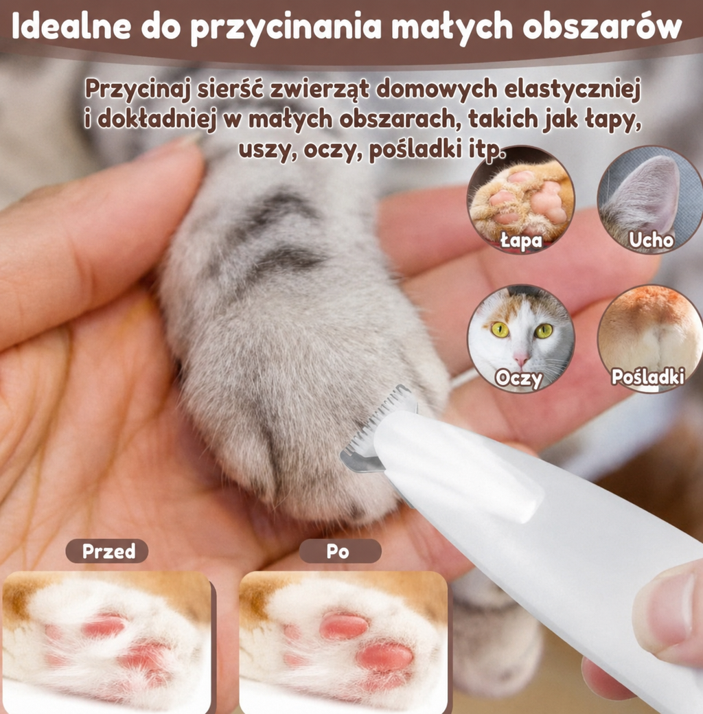 Trymer do łap zwierząt z oświetleniem LED