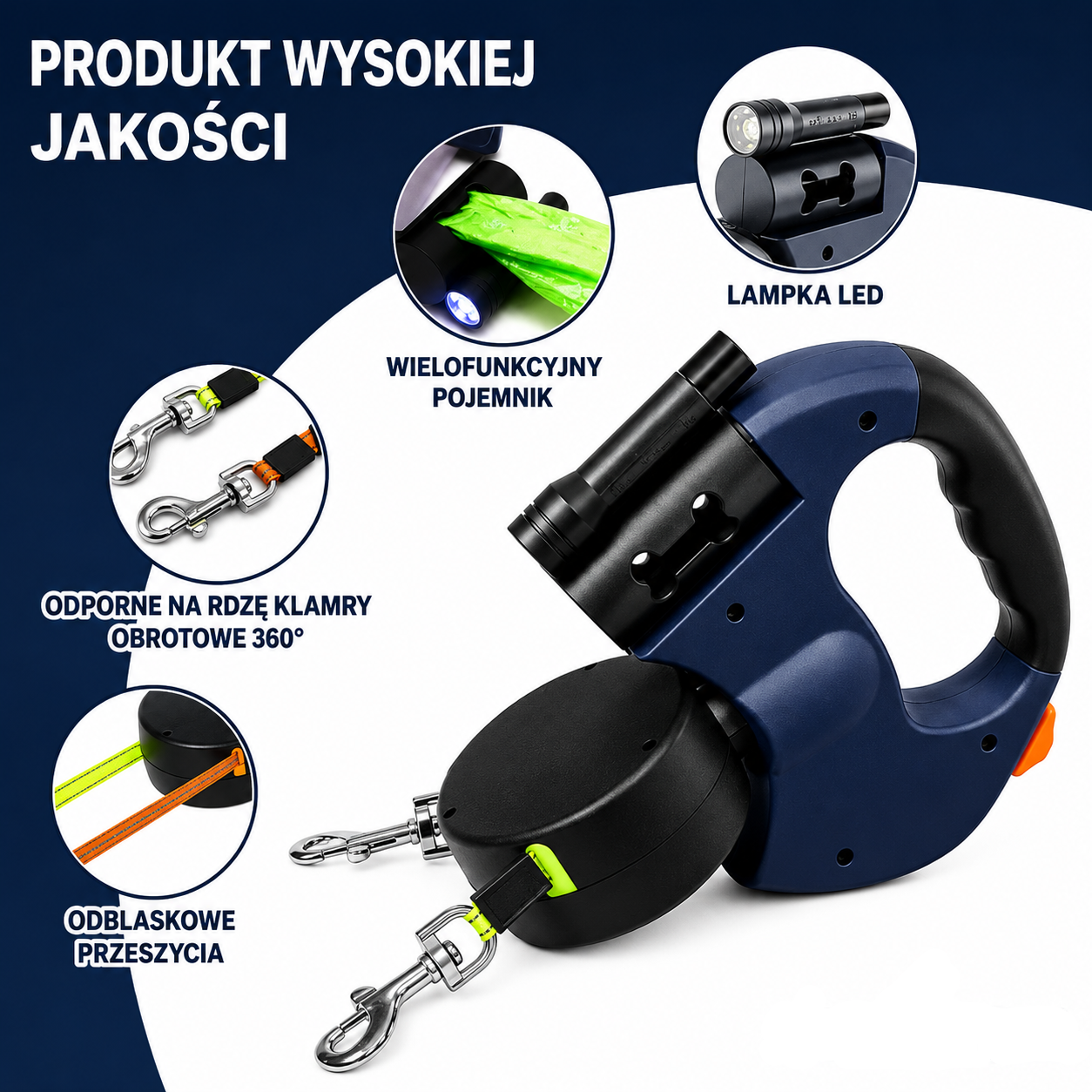 Podwójna rozsuwana smycz dla psa
