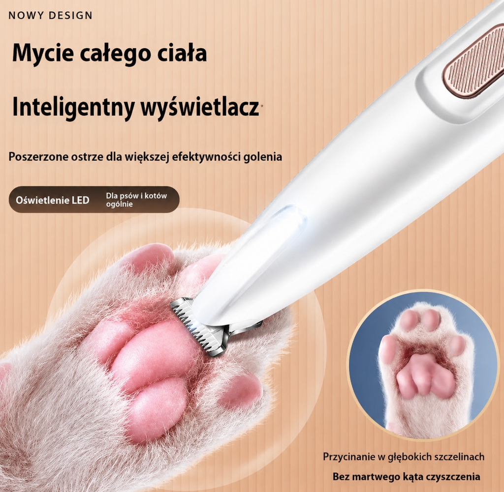 Trymer do łap zwierząt z oświetleniem LED