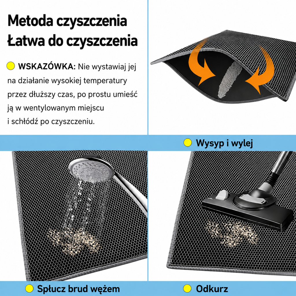 Dwuwarstwowa mata przeciwrozpryskowa dla kota