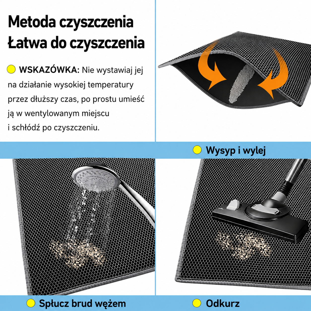 Dwuwarstwowa mata przeciwrozpryskowa dla kota