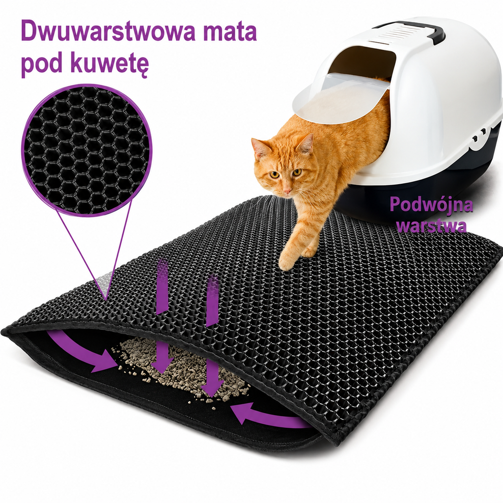 Dwuwarstwowa mata przeciwrozpryskowa dla kota